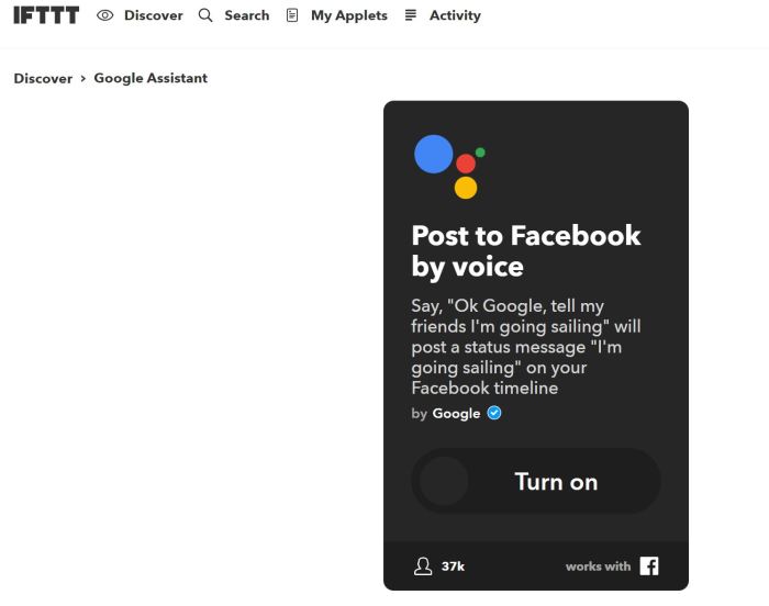 OK Google post to Facebook